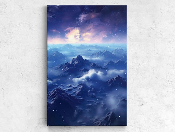Starry Night Mountains Framed Print Ready To Hang