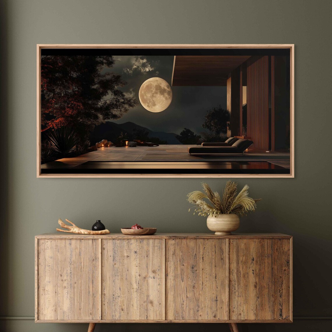 Tranquil Terrace Under Twilight Sky Art Print - Image 3