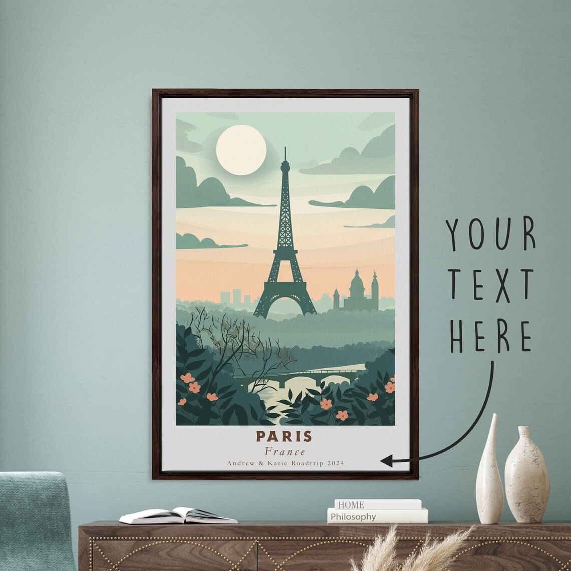 Paris France Eiffel Tower Garden Blossom Minimalist Travel Poster - Image 3