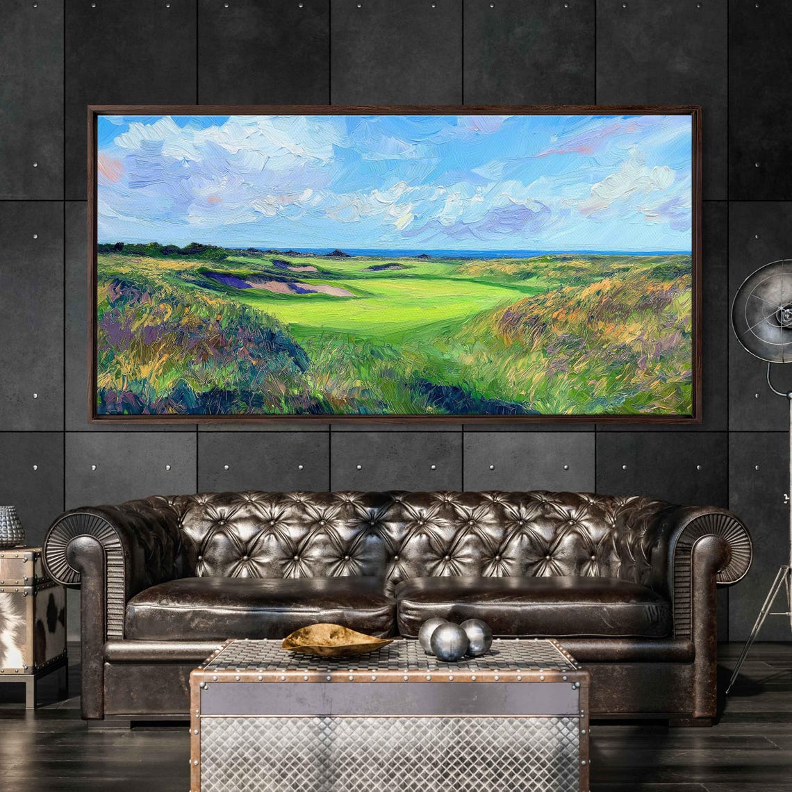Links Golf Course Through Dunes To Ocean Coastal Painting Poster