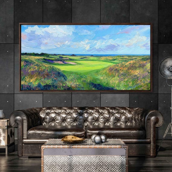 Royal Birkdale Golf Course Acrylic Wall Art Print Lush Fairways Gift For Golfer Golfing Green Shoreline Ready To Hang