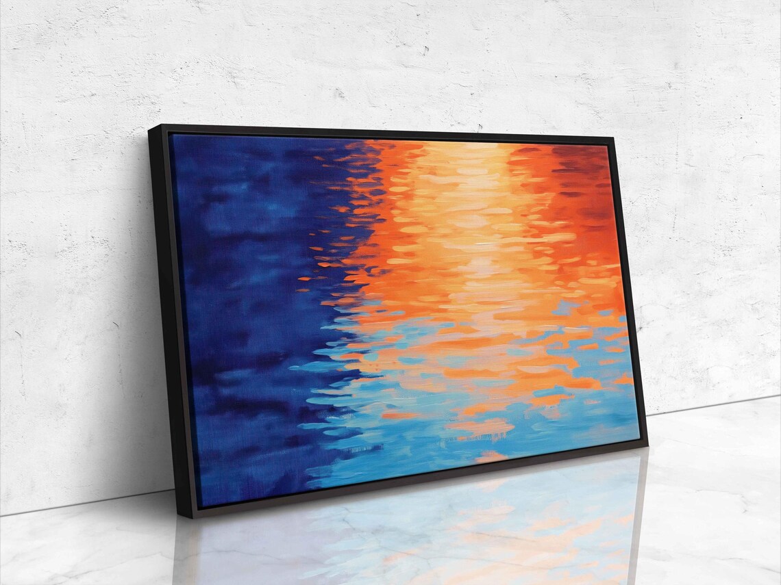 Serene Ocean Sunset Art Print, Coastal Waters - Image 4
