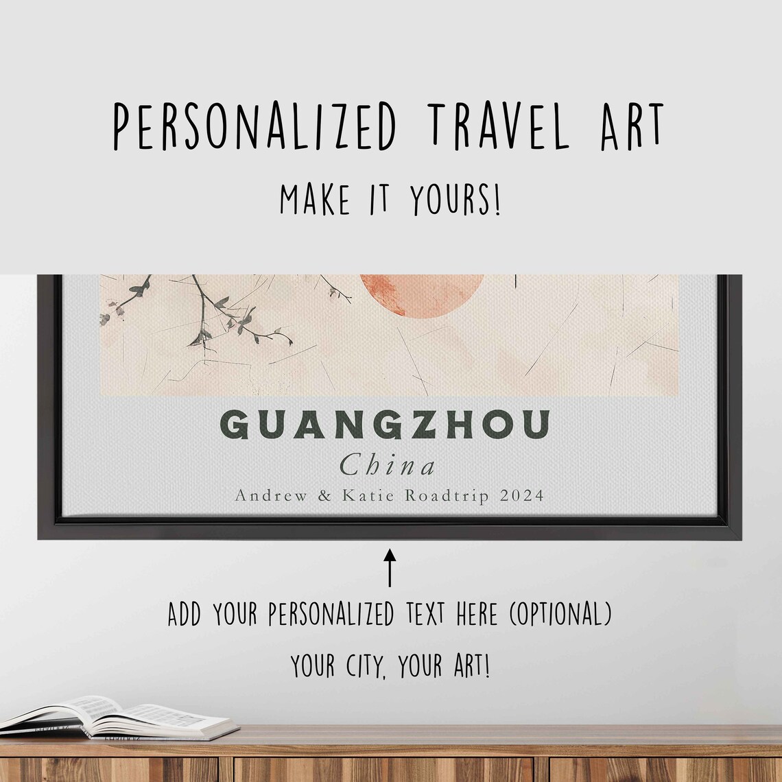 Guangzhou China Minimalist Skyline Watercolor Red Sun Wall Art Poster - Image 4