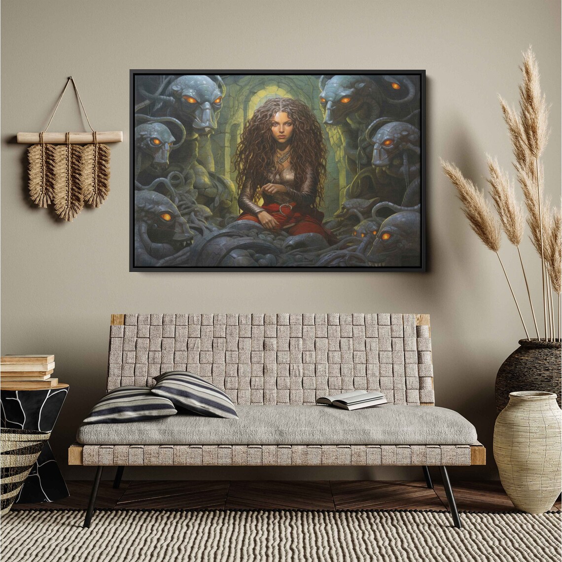 Medusa Gorgon Queen In Cave Greek Mythology Dark Fantasy Serpent Art