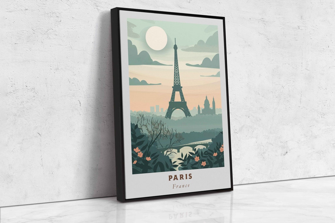 Paris France Eiffel Tower Garden Blossom Minimalist Travel Poster - Image 2