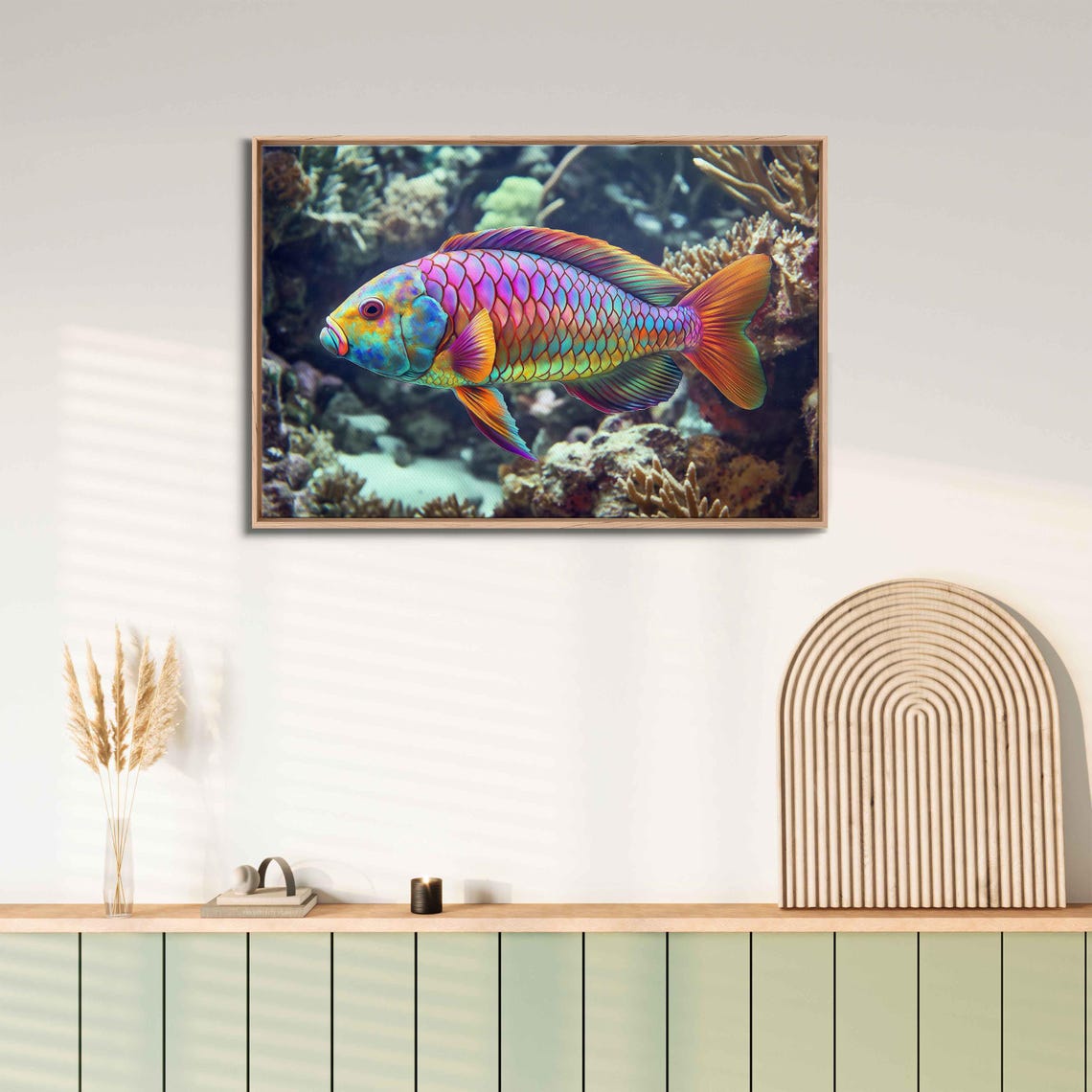 Rainbow Parrotfish Coral Reef Kaleidoscope Colors Watercolor Poster