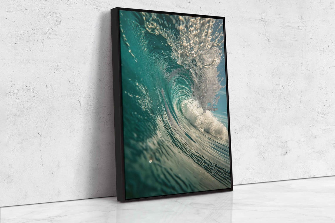 Detailed Ocean Wave Breaking Wall Art Print Gift For Surfer Ocean Art Ready To Hang - Image 4