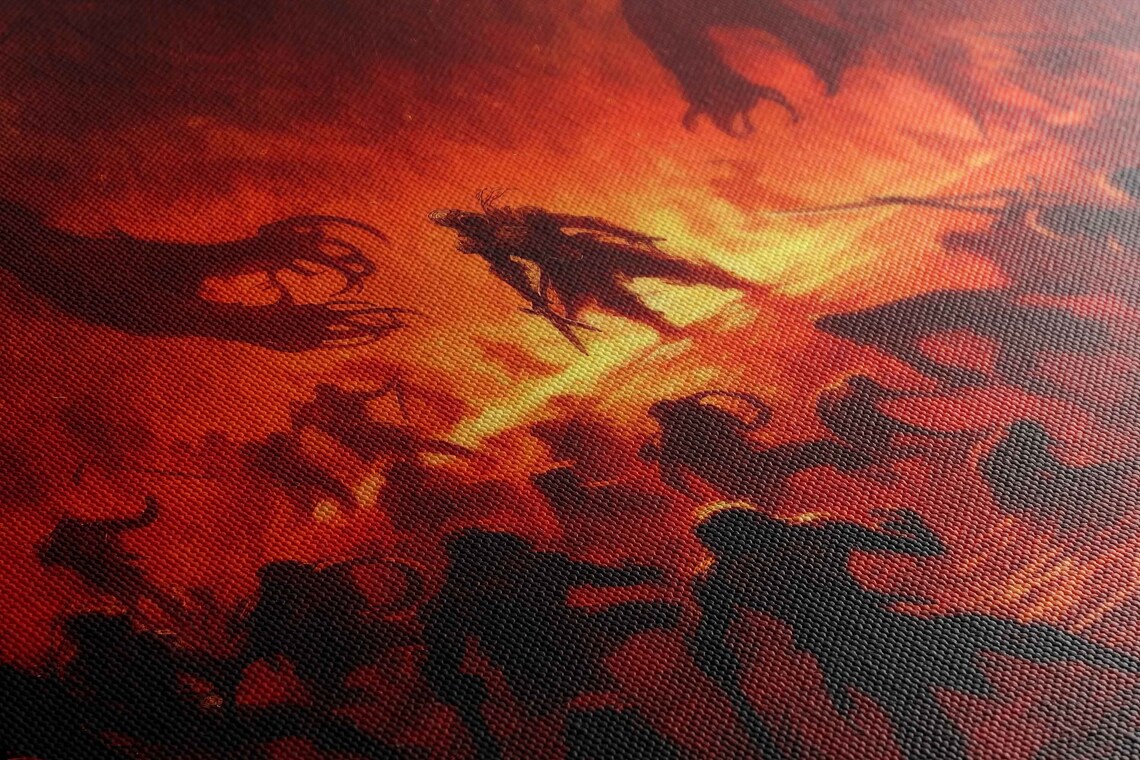 Demon Battle Fiery Inferno Fantasy Monster Army Fight Scene Poster - Image 2