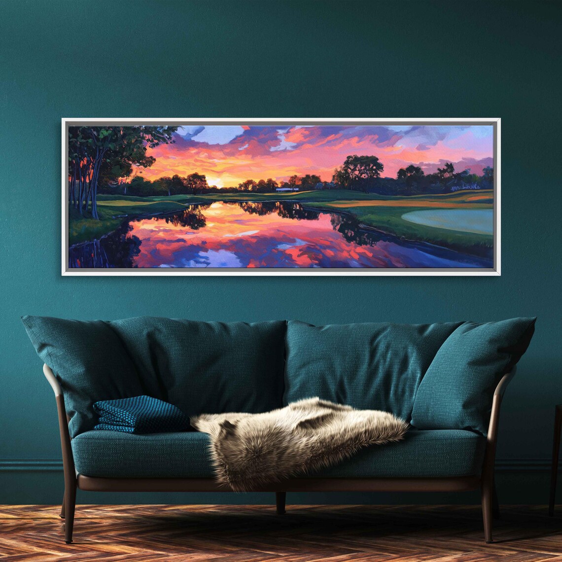 Bay Hill Club Landscape, Vibrant Sunset Reflection - Image 3