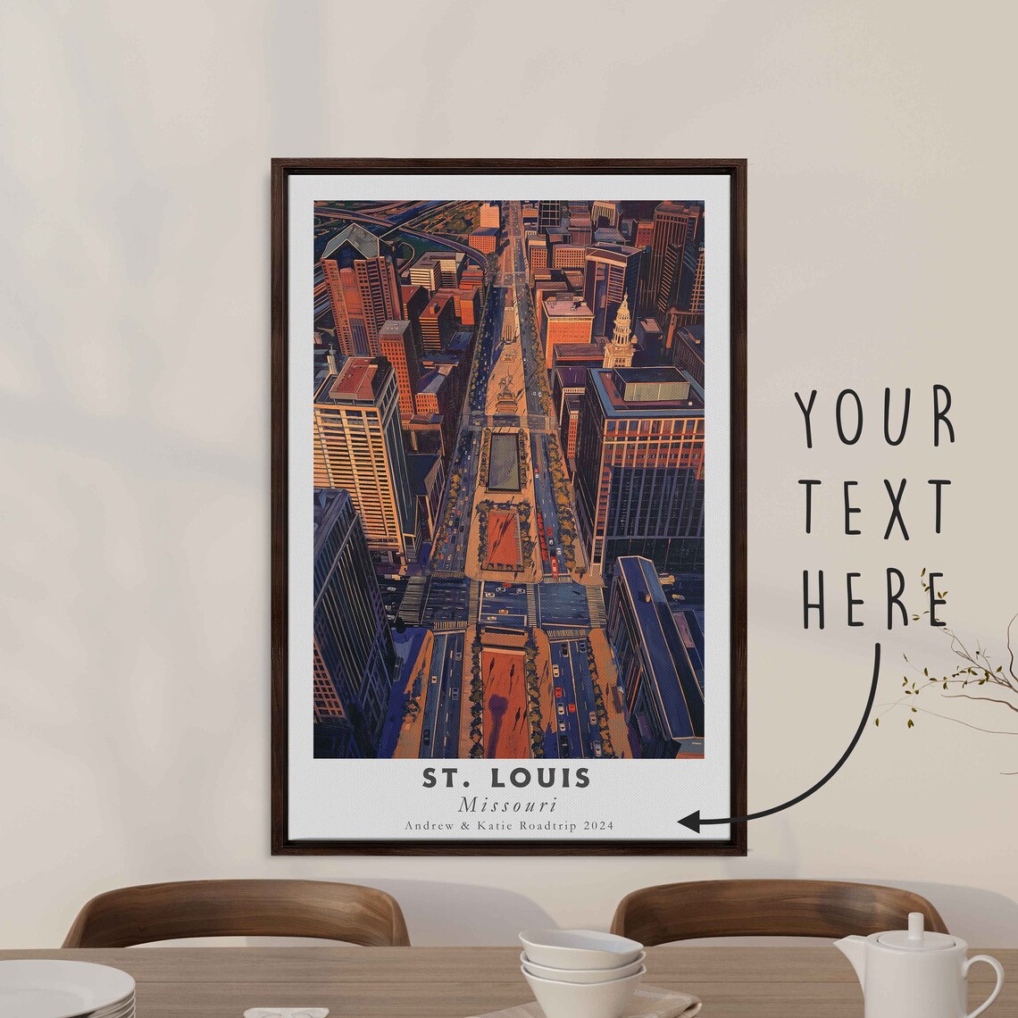 St Louis Missouri Downtown Aerial Street Sunset Skyline View Poster - Image 3