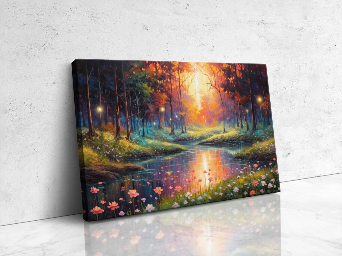 Whimsical Watercolor Magical Forest Print On Ready To Hang Framed Option Housewarming Gift For Her - Image 4