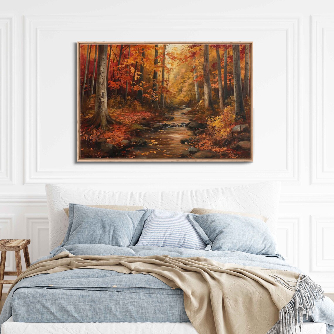 Autumn Forest Stream Rocky Creek Fall Foliage Golden Woods Oil Poster - Image 3