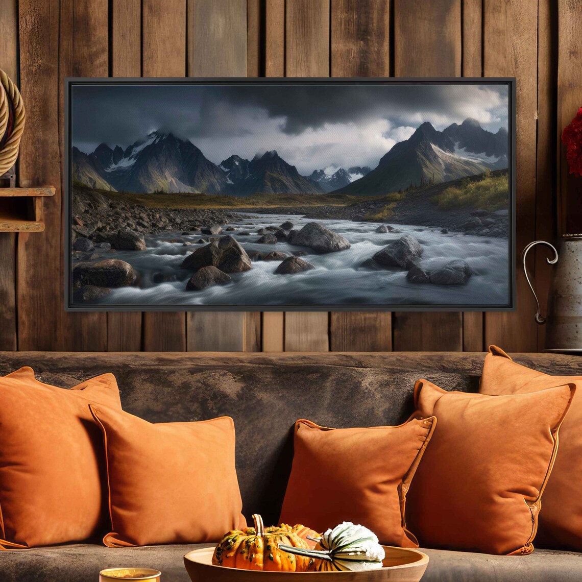 Mountains Stream Hdr Landscape Photo Print Long Exposure Photography High Resolution Framed Print Ready To Hang - Image 3