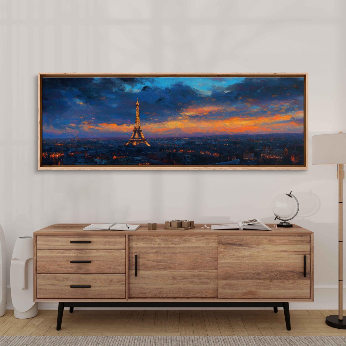 Eiffel Tower Twilight Poster, Illuminated Cityscape