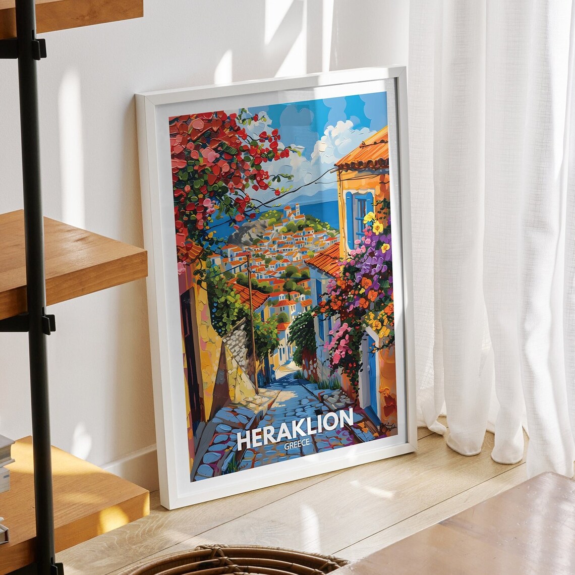 Heraklion Travel Print Greece Heraklion Travel Poster Greece Travel Poster Greece Cityscape Wall Art Unique City Decor