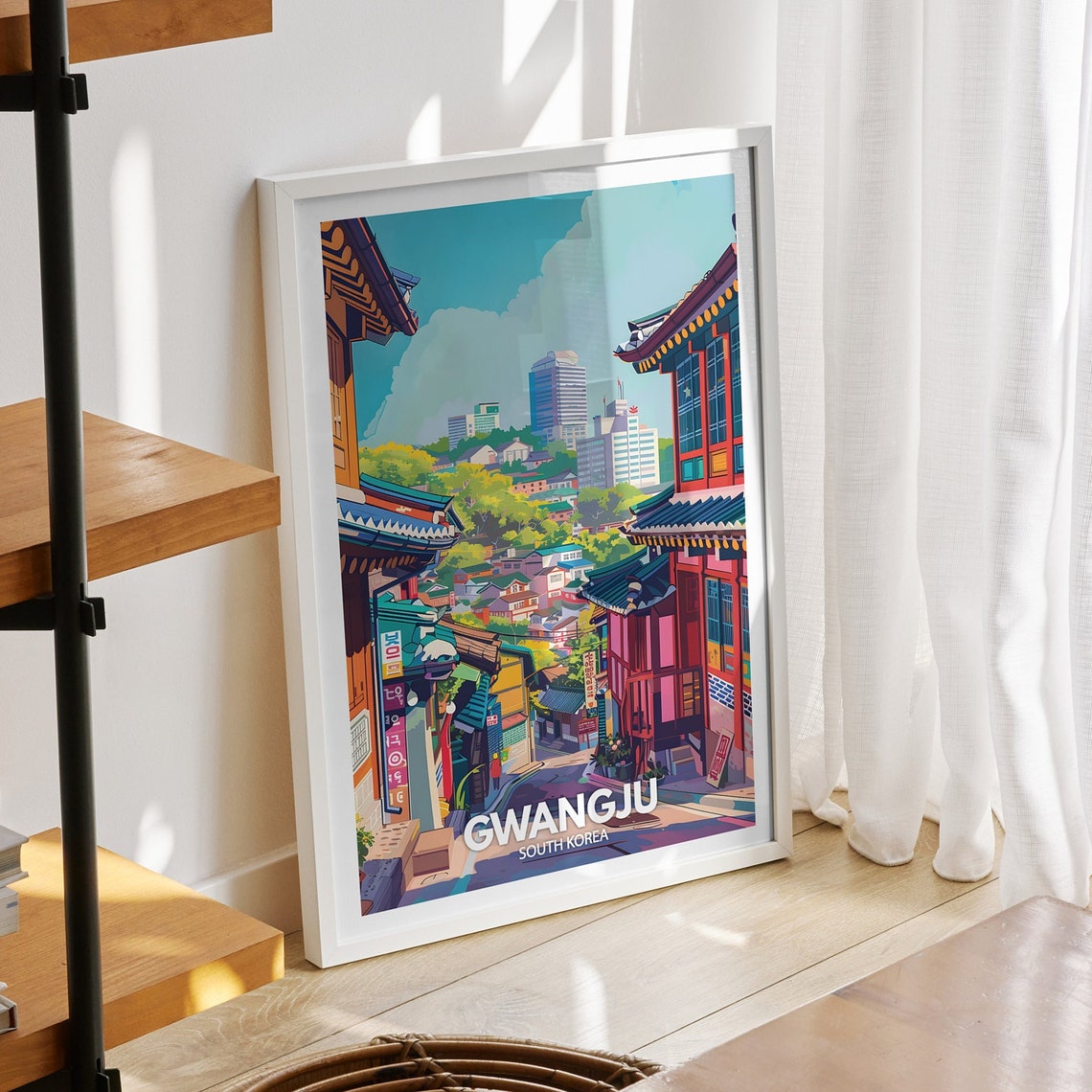 Gwangju Print South Korea Gwangju Travel Poster South Korea Travel Poster South Korea Cityscape Wall Art Unique City Decor