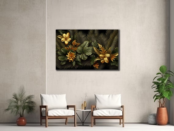 Gold Leaf Wall Art Print Wall Decor Boho Style Art Palm Tree Leaf Poster Wall Decor For Living Room Botanical