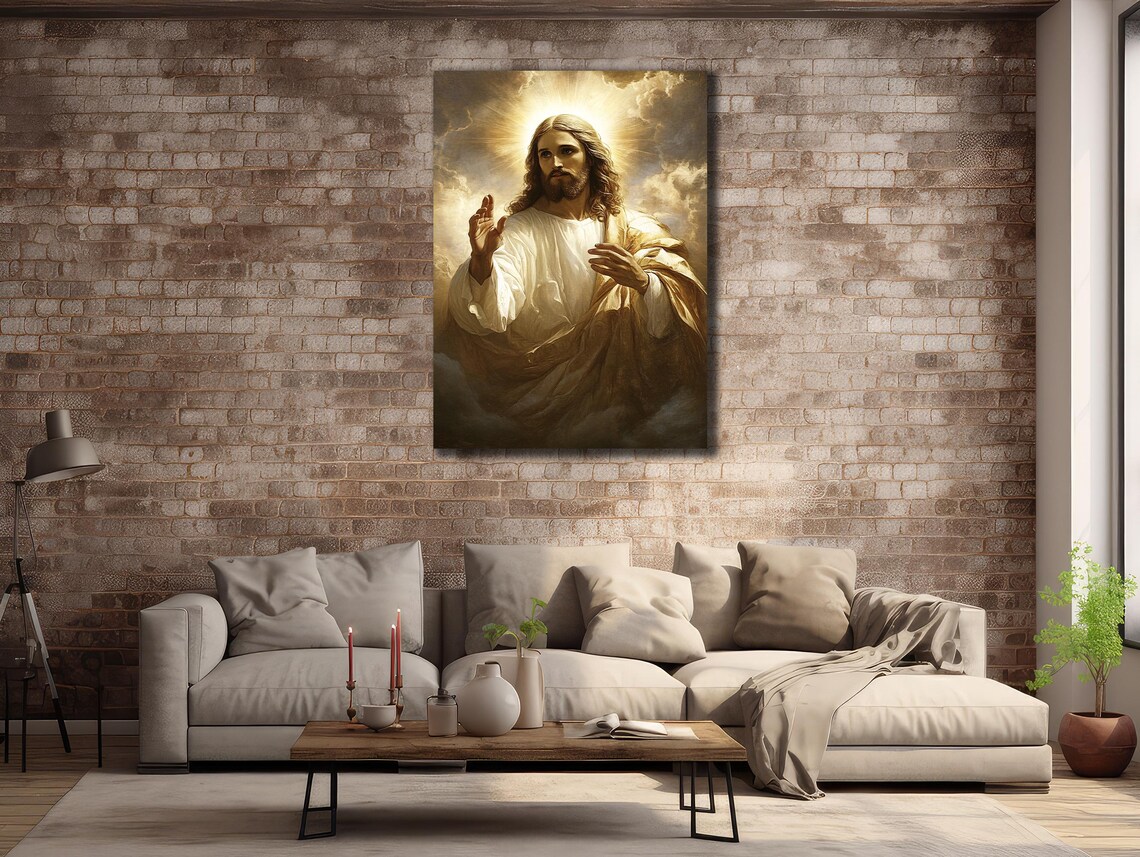 Jesus Ascension Rising Clouds Divine Glow Christian Religious Wall Poster - Image 3