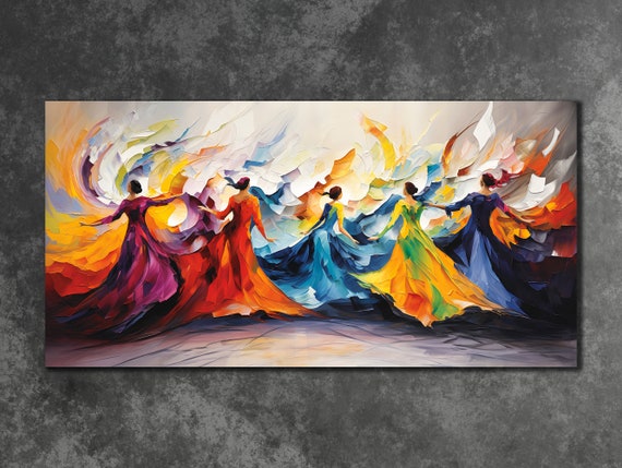 Dancing Girls Painting On Prints Wall Decor Colorful Women Wall Art Extra Large Modern Home Decoration Dancer Art