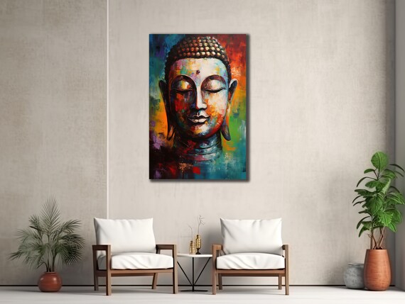 Colorful Buddha Face Peaceful Zen Meditation Abstract Art Poster