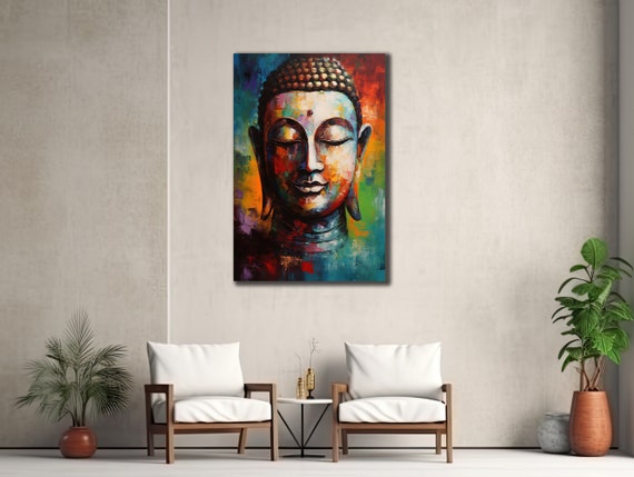 Colorful Buddha Print Asian Painting Wall Decor House Gift Idea For Wall Decor Yoga Wall Art Spiritual Poster Home Decoration