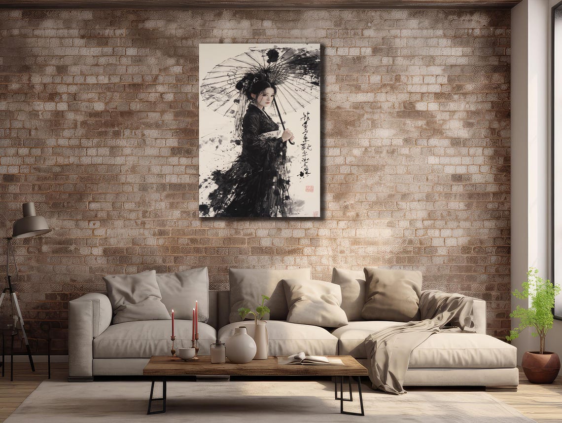 Geisha Art Japanese Woman Printings Wall Decor Ethnic Wall Art Geisha Painting On Traditional Poster Japanese Oil Painting - Image 3
