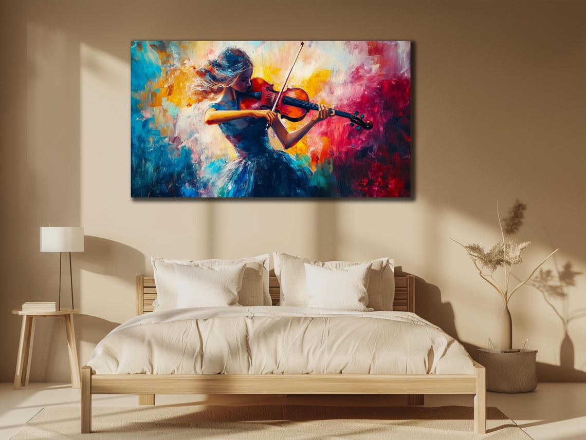 Woman With Violin Prints Music Oil Painting Wall Decor House Gifts Ideas Bedroom Wall Decor Musician Wall Art Violin Woman Poster
