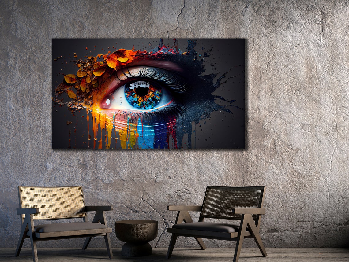 Colorful Human Eye Paint Splash Abstract Vision Surreal Art Poster - Image 3