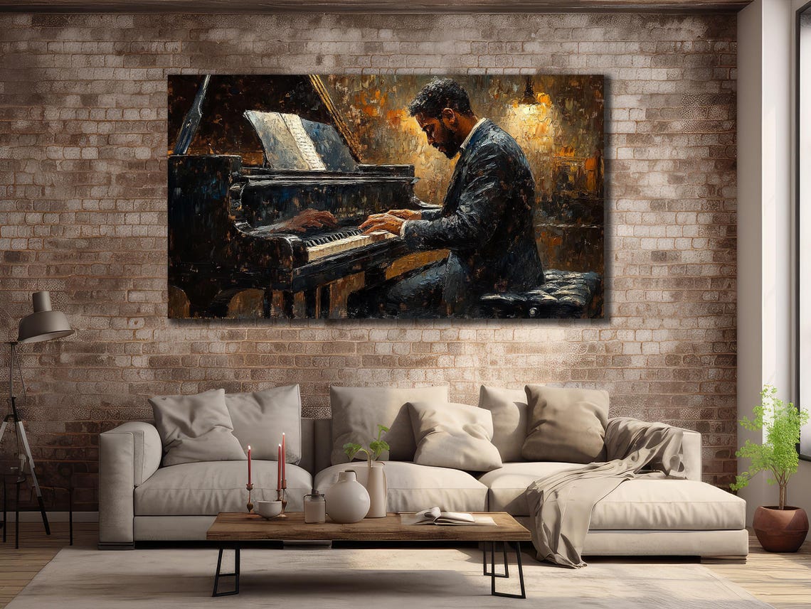 Pianist Grand Piano Dark Moody Performance Classical Music Wall Poster - Image 3