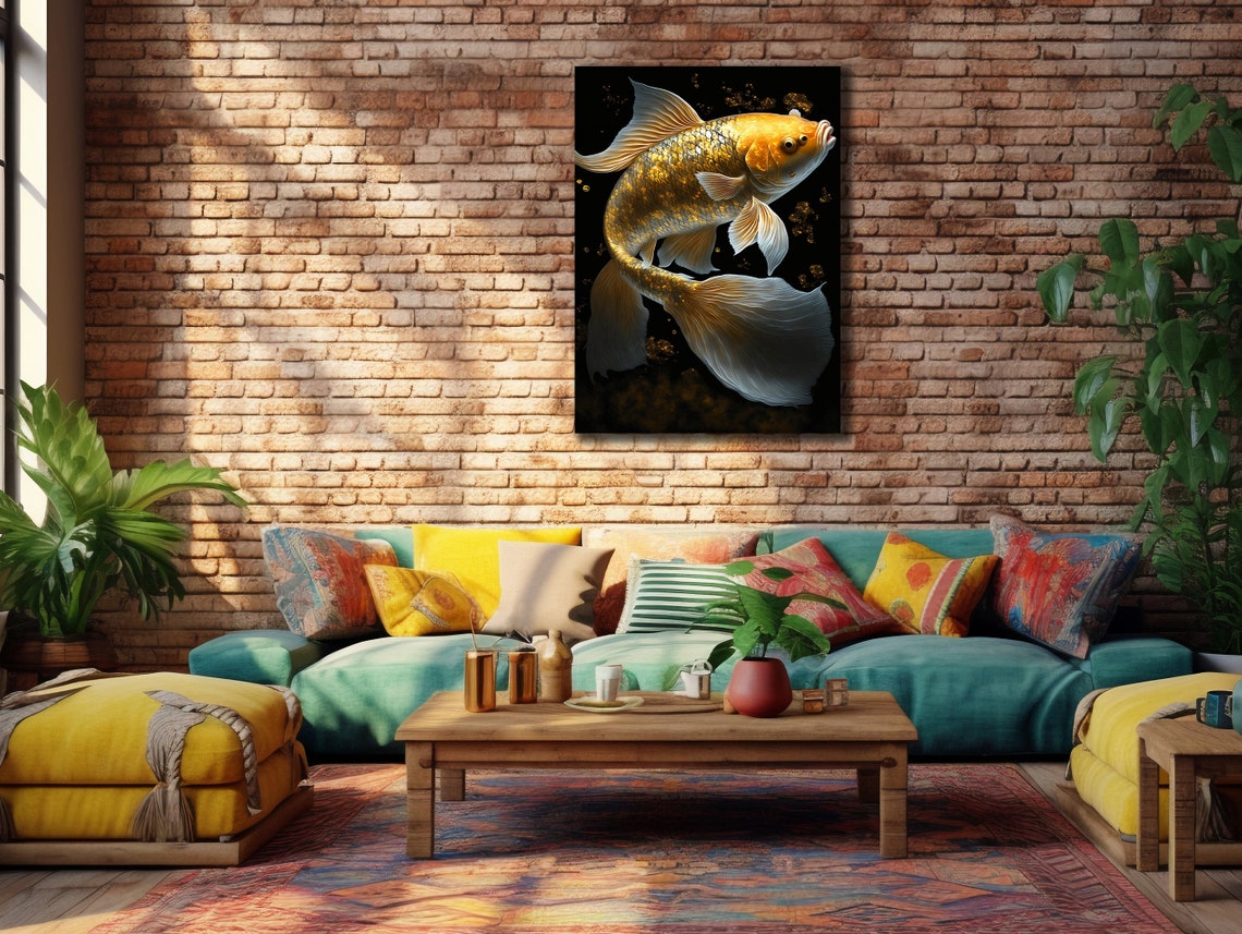 Koi Fish Art Print For Bedroom Decor Golden Fishes Wall Decor Sea Painting Animal Print On Underwater Life Painting Art - Image 2