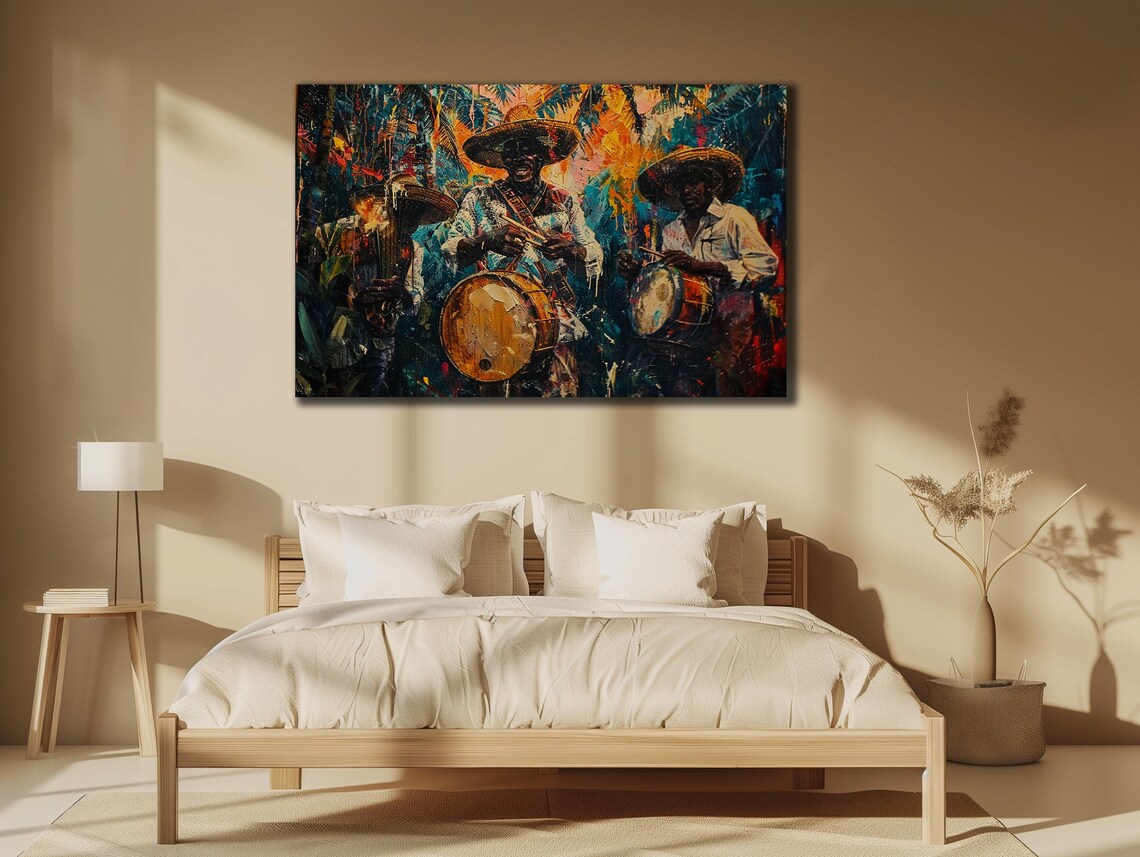 Mariachi Band Drummers Colorful Mexican Music Painting Art Poster - Image 3