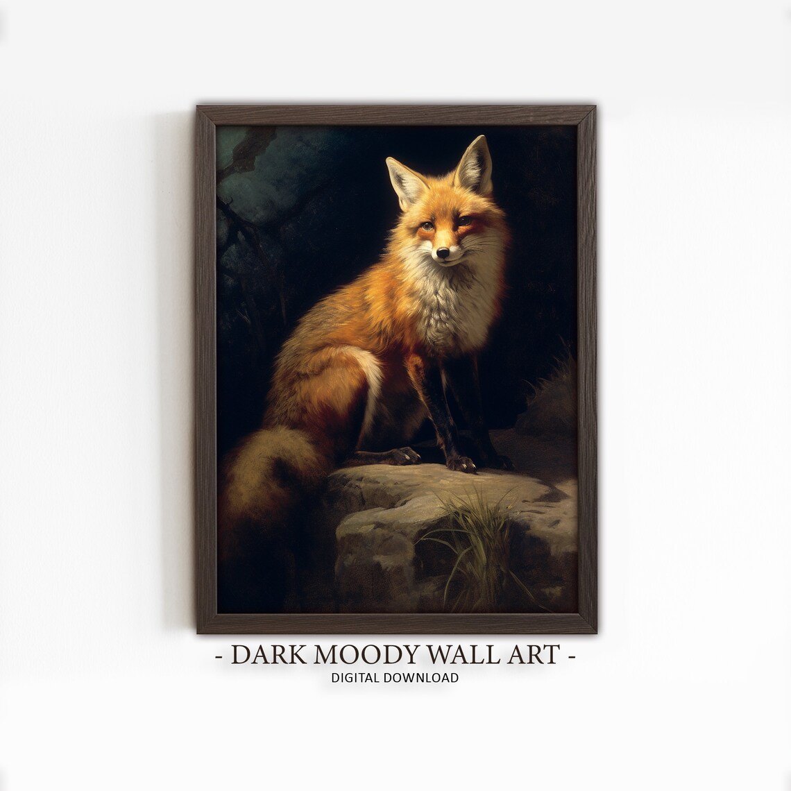 Fox Antique Oil Painting Wall Art Print