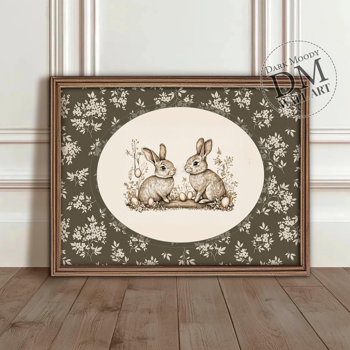 Easter Bunny Wall Art Vintage Rabbit Spring Eggs Print