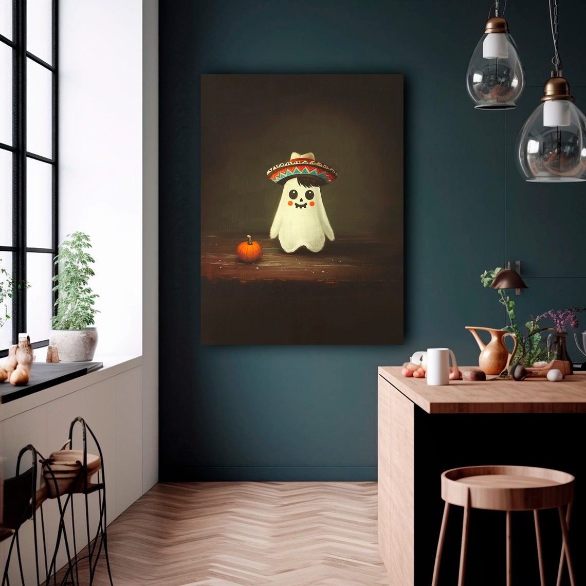 Mexican Ghost Painting Halloween Wall Art Dark Academia Decor Gothic Cottagecore Print Cute Halloween Ghost - Image 5