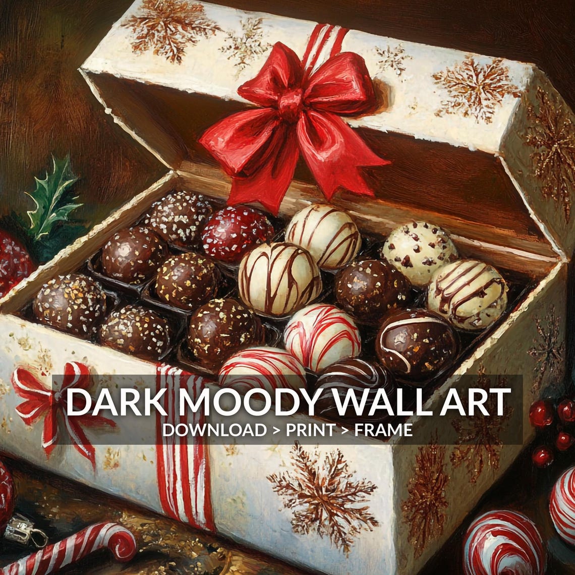 Christmas Chocolate Truffles in Gift Box With Red Bow Wall Art - Image 6
