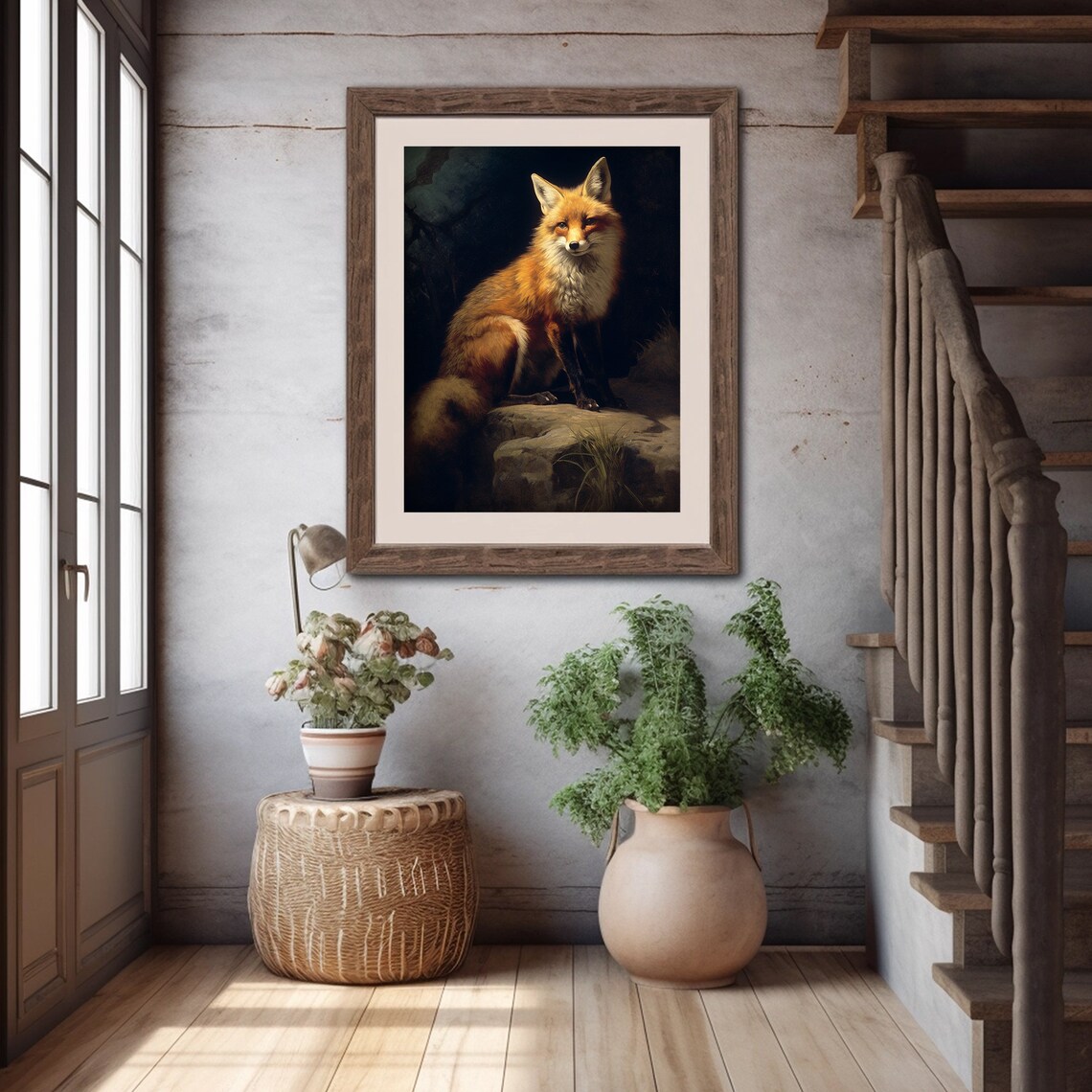 Fox Antique Oil Painting Wall Art Print - Image 5