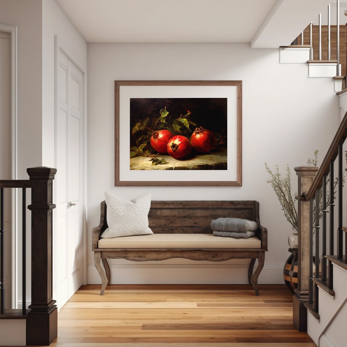 Vintage Pomegranate Art Print, Rustic Kitchen Still Life - Image 5
