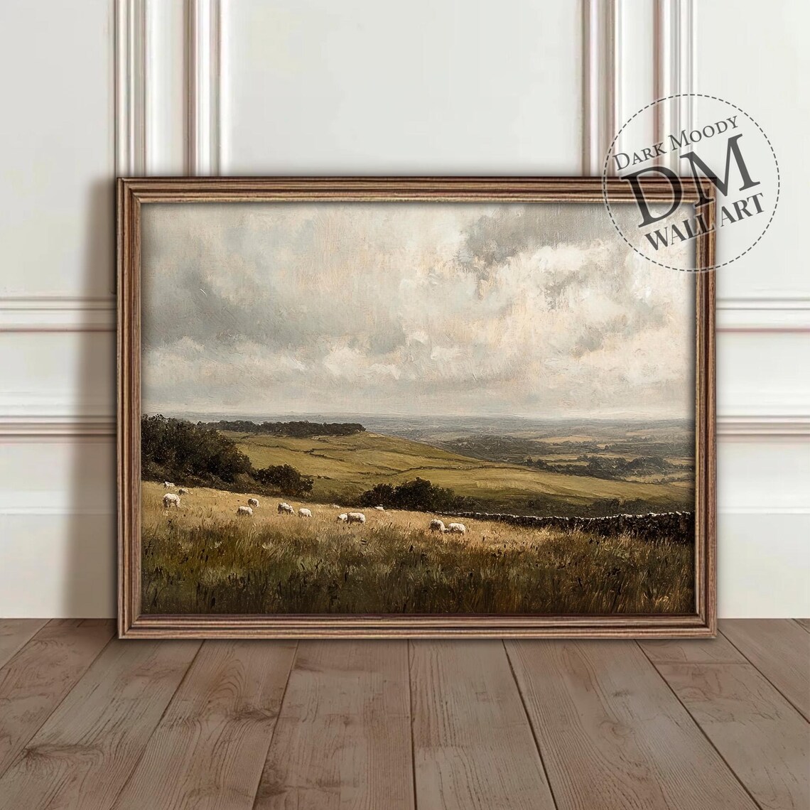 English Countryside Sheep Art Print, Rustic Pastoral