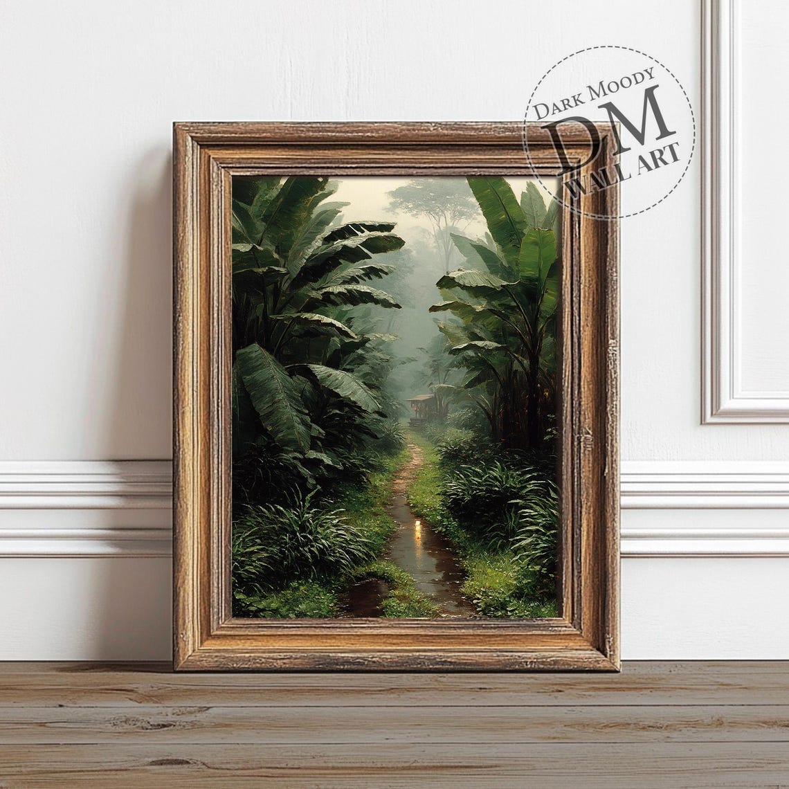 Misty Rainforest Path Moody Tropical Jungle Landscape Art Print