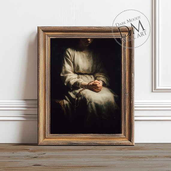 Prayer Woman Gothic Religious Moody Artwork