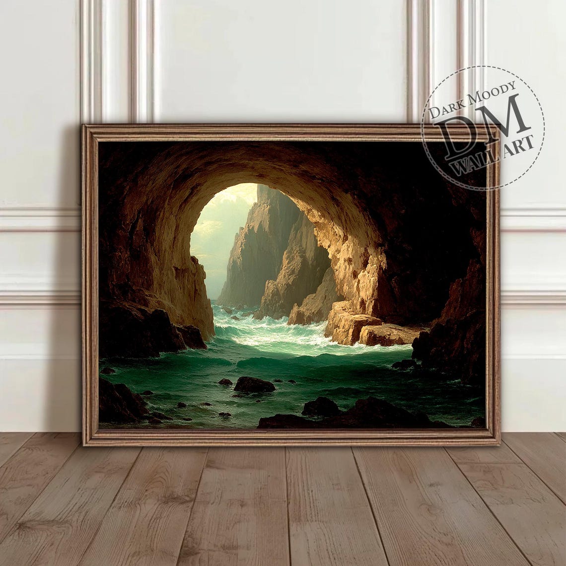 Sea Cave Rocky Coast Dramatic Turquoise Ocean Waves Moody Wall Art