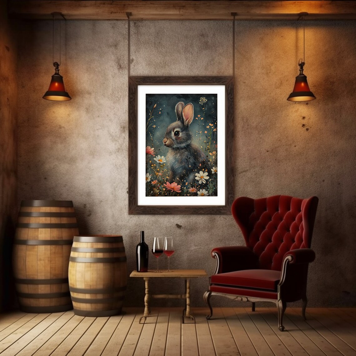 Easter Bunny Prints, Dark Academia Rabbit Painting - Image 5