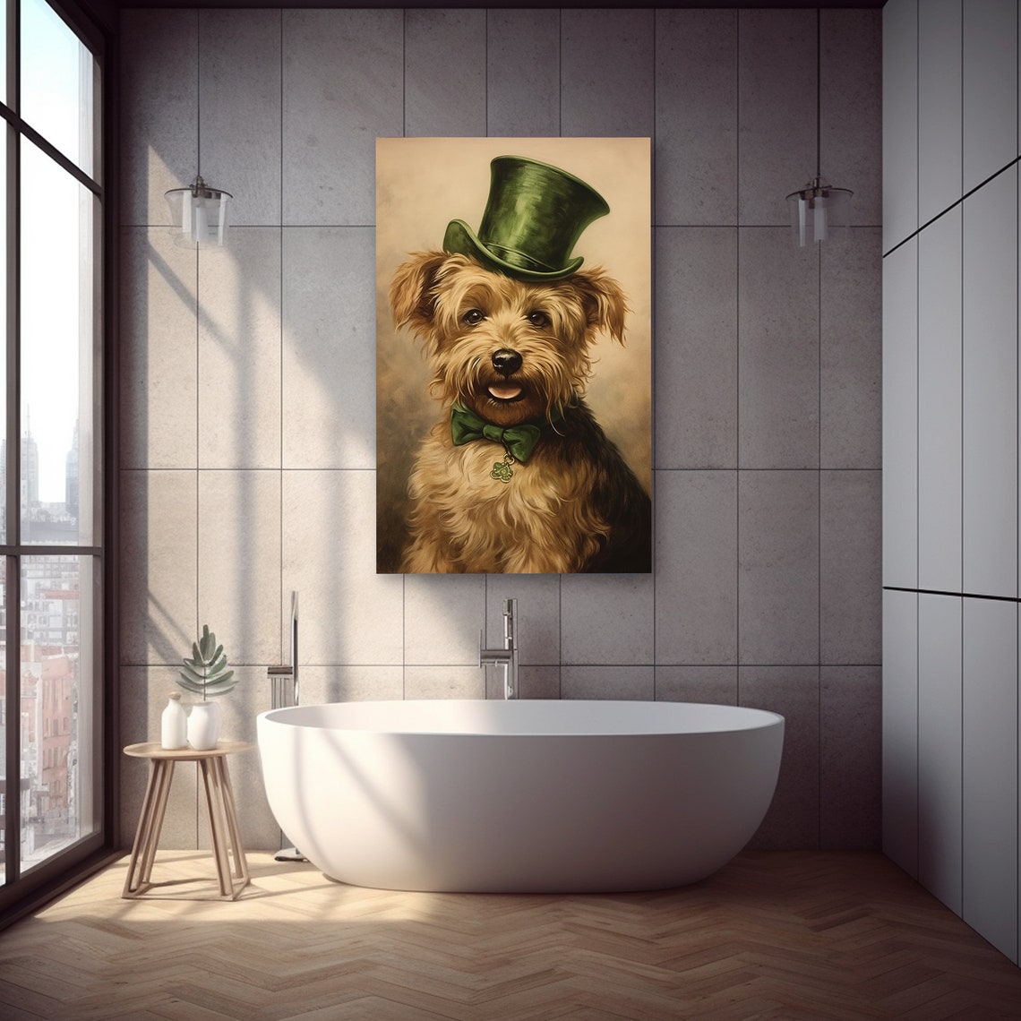 Dog Wearing Green Top Hat St Patricks Day Pet Portrait Poster - Image 6