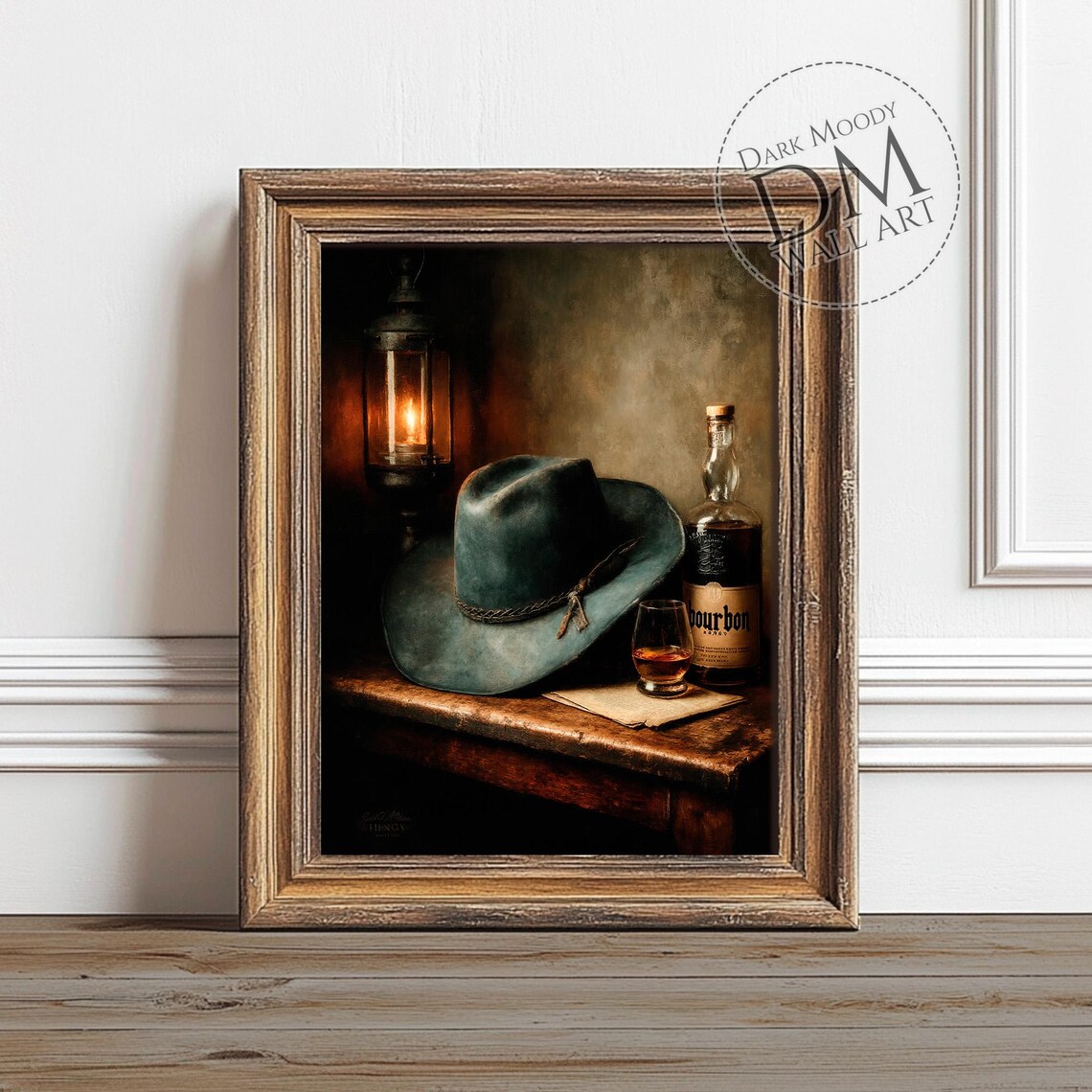 Cowboy Hat Bourbon Rustic Western Bar Art Print