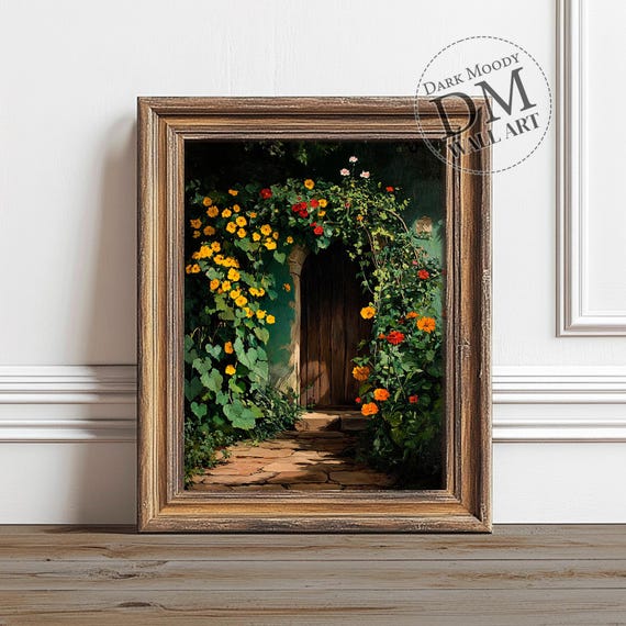 Mexican Doorway Wall Art Rustic Flower Garden Print