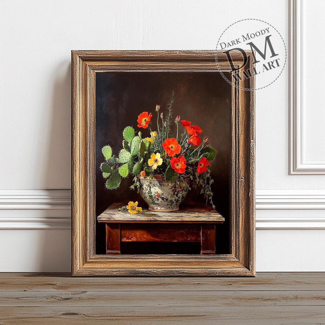 Mexican Cactus Flowers Poster Print, Rustic Still Life