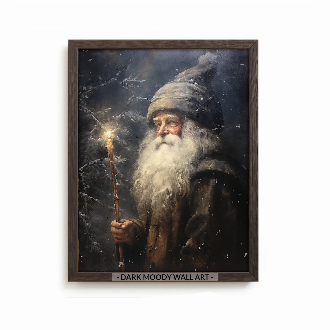 Santa Claus Lantern Snowy Night Winter Wanderer Painting Poster