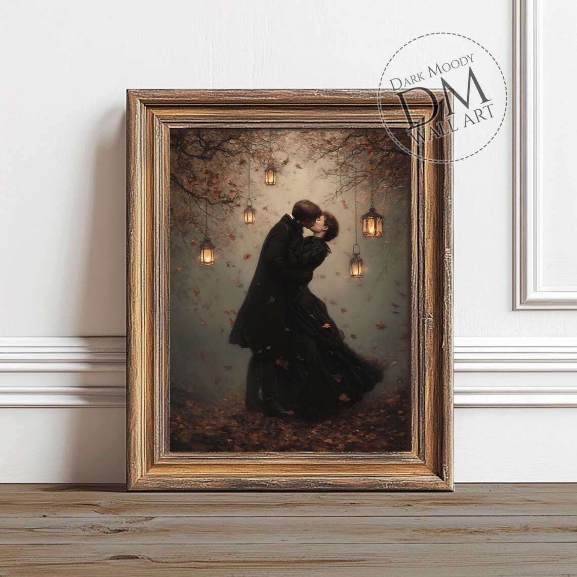 Victorian Lovers Wall Art Gothic Autumn Romance Print