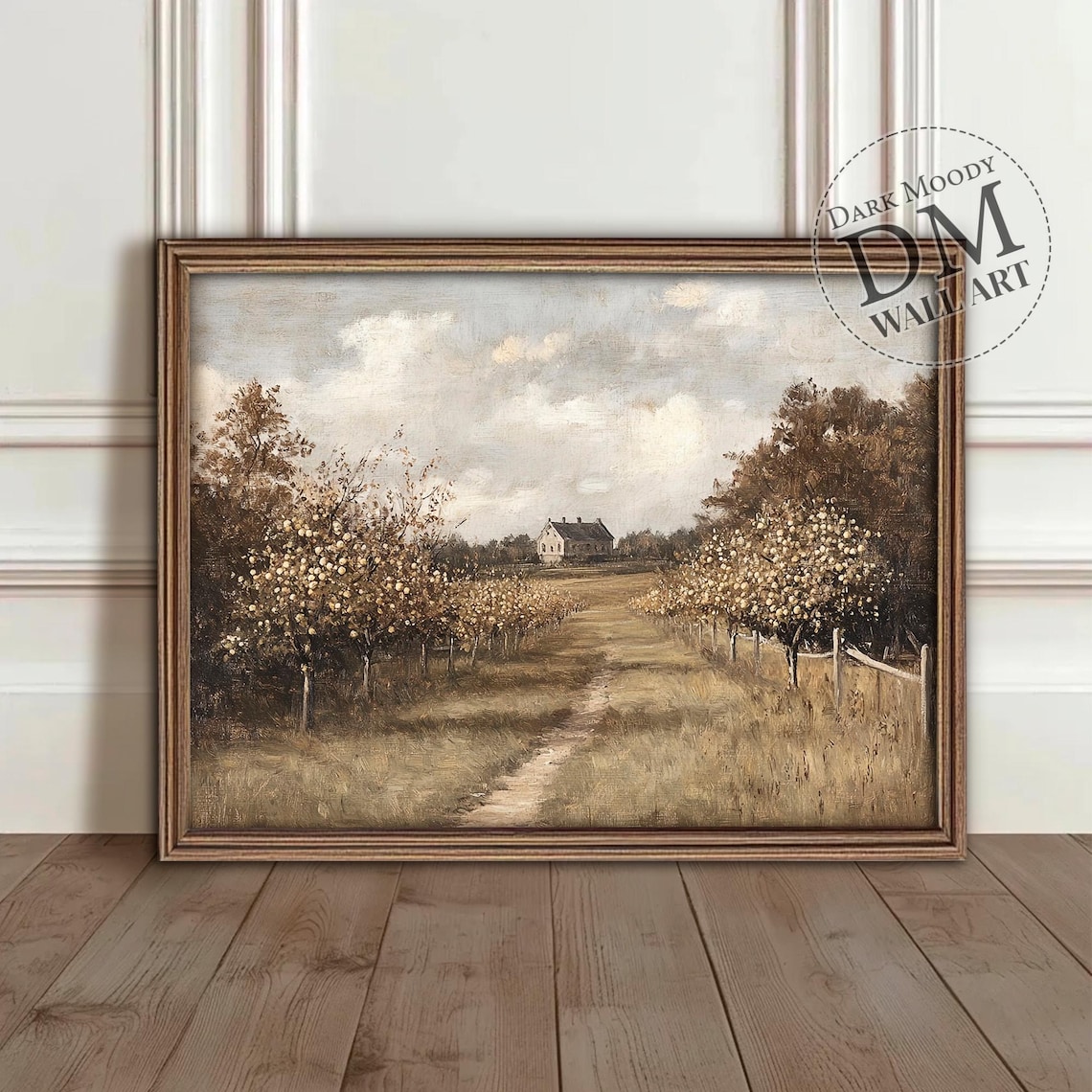 Rustic Orchard Path Poster Moody Farmhouse Countryside Oil Painting Art