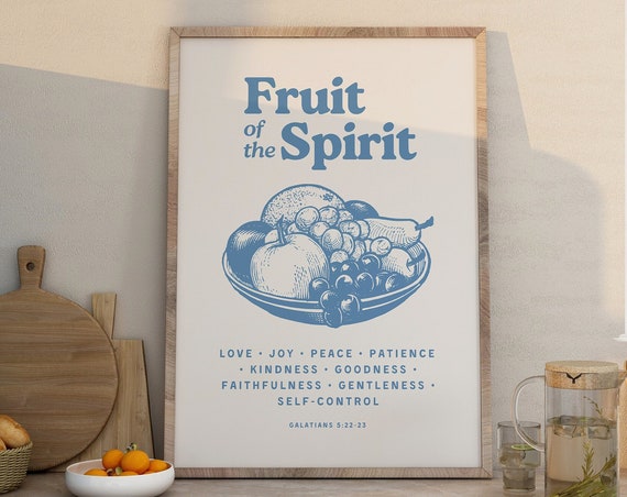 Fruit Of The Spirit Wall Art Retro Kitchen Wall Decor Dorm Room Essentials Christian Wall Art Christian Home Scripture Gift